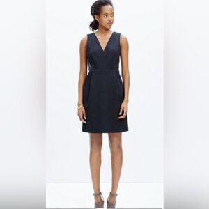 Madewell Mini Stretch Charcoal Gray Leather Insets Career Shift Dress WM SZ 2